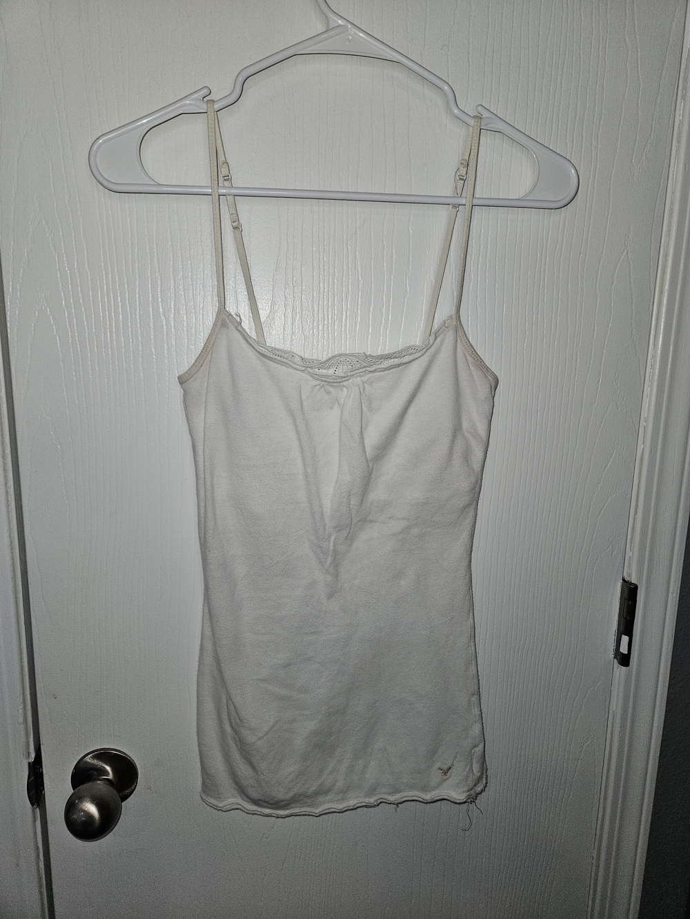 American Eagle Outfitters Cream Lace-Trim Adjustable Cami